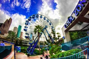 Downtown Houston's Aquarium and infamous ferris wheel