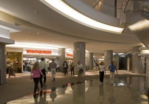 Downtown Houston's underground tunnels with shopping and food