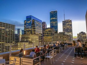 Enjoy the skyline view from the trendy Z on 23 rooftop bar in downtown Houston