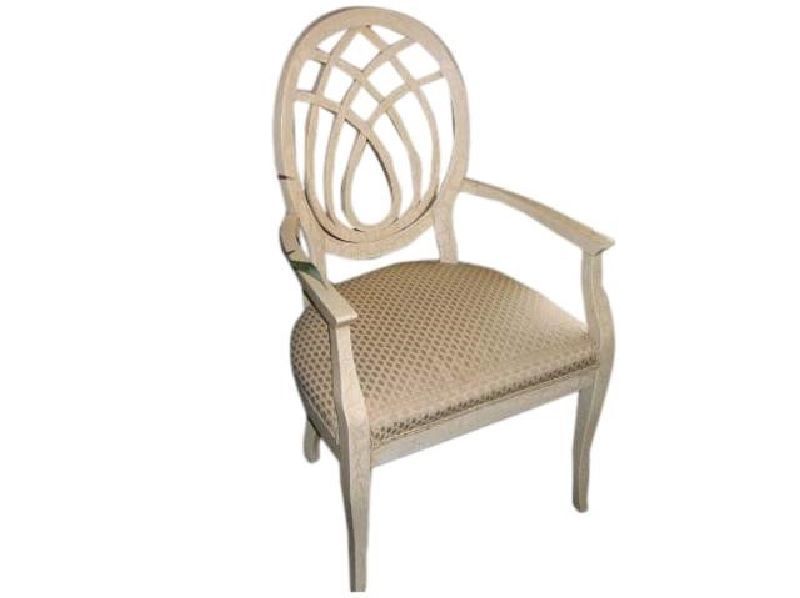 White Wash Crackle Side Arm Chair
