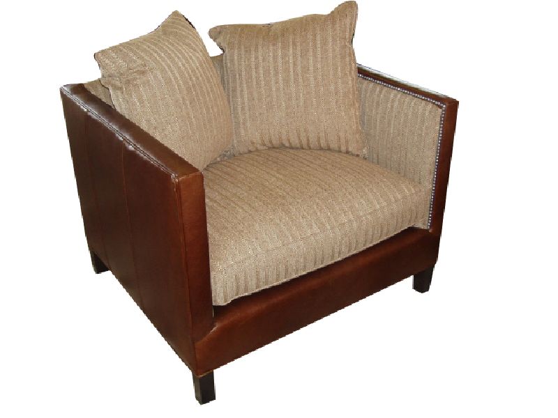 Tobago Leather & Gold Fabric Chair