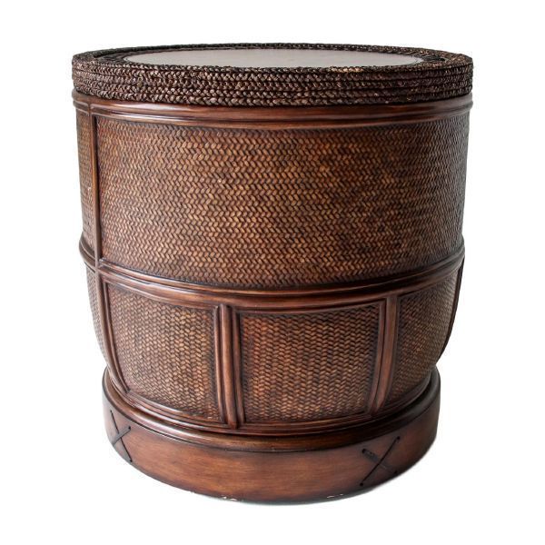 Woven Drum Accent Table