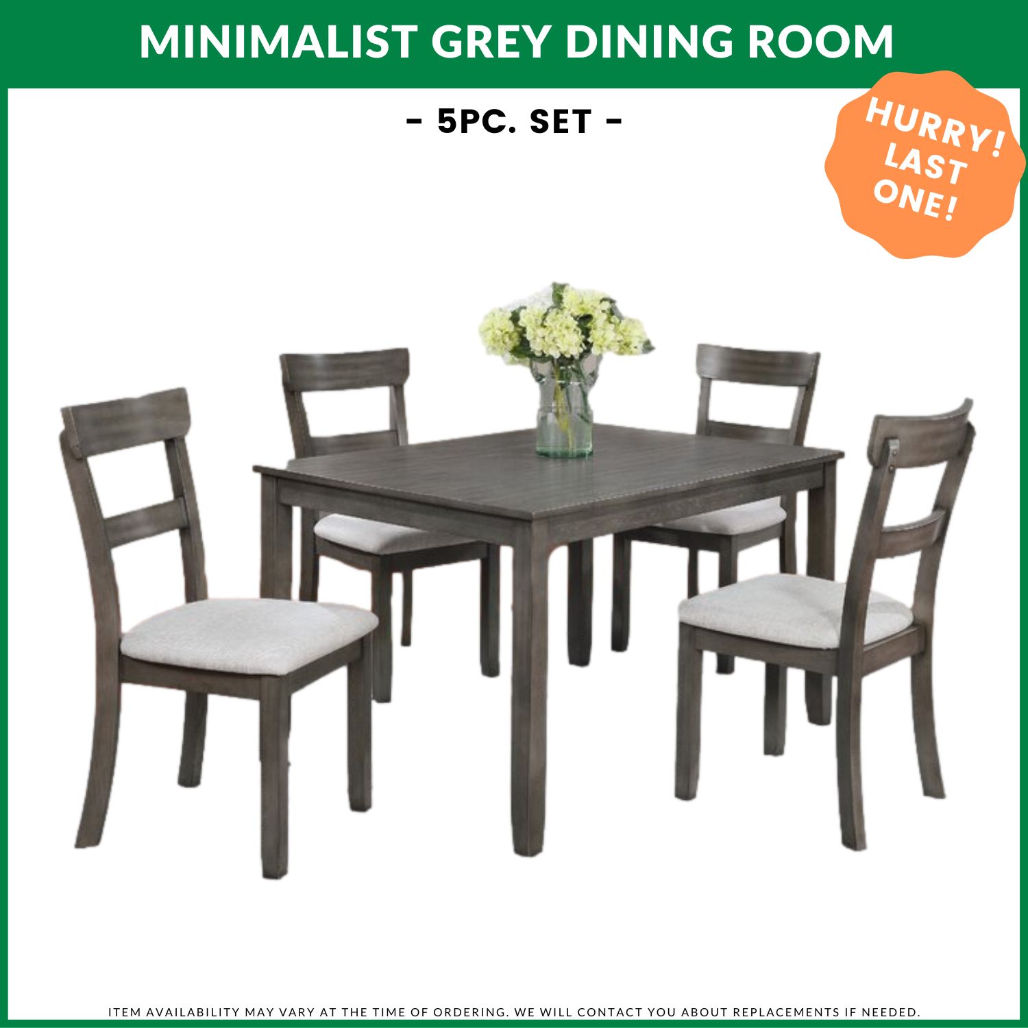 Minimalist Grey Dining Room - 5 Pc Set