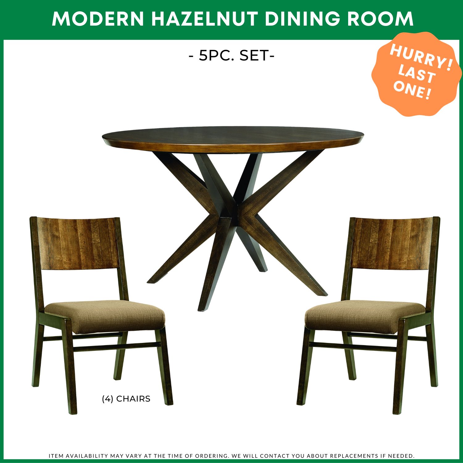 Modern Hazelnut Dining Room - 5 Pc Set