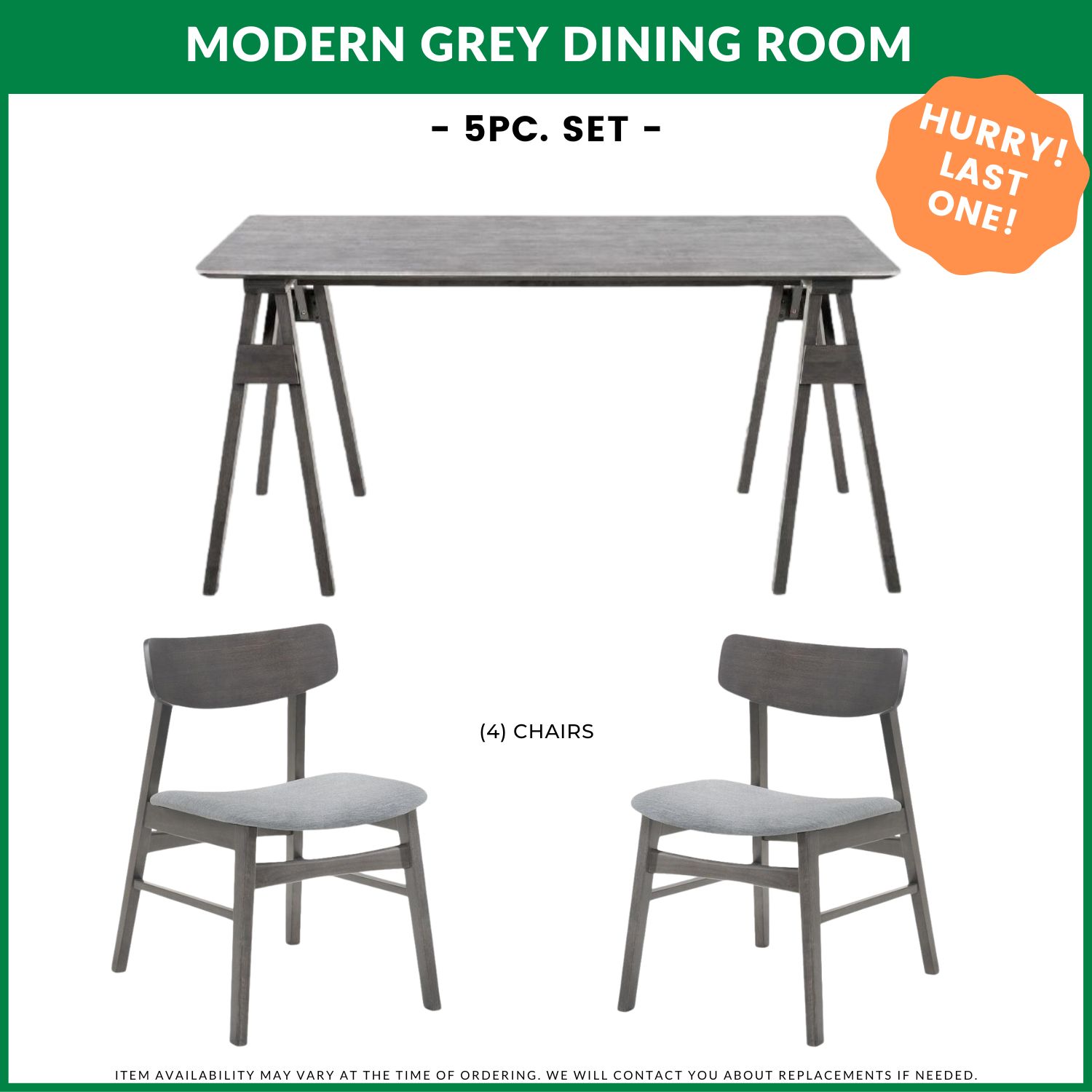 Modern Grey Dining Room - 5 Pc Set