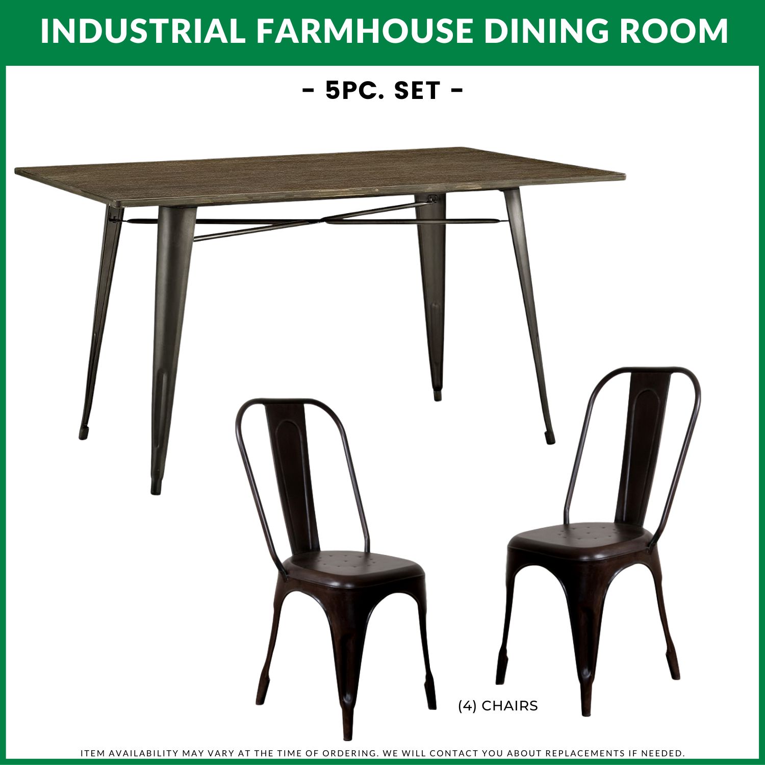 Industrial Farmhouse Dining Room - 5 Pc Set