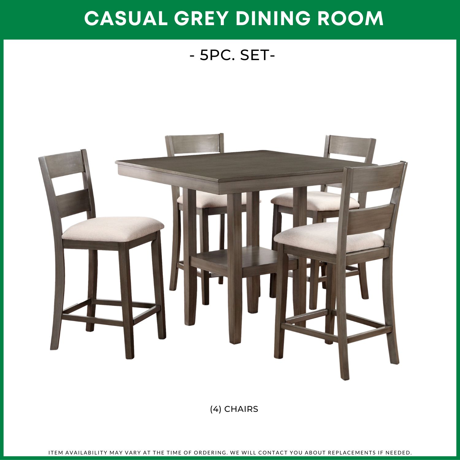 Casual Grey Dining Room - 5 Pc Set