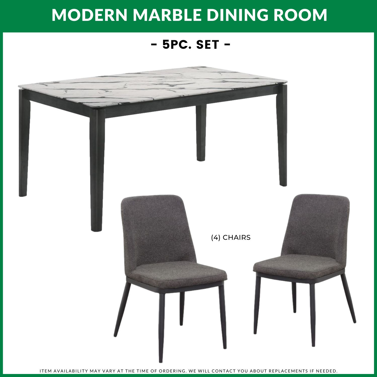 Modern Marble Dining Room - 5 Pc Set