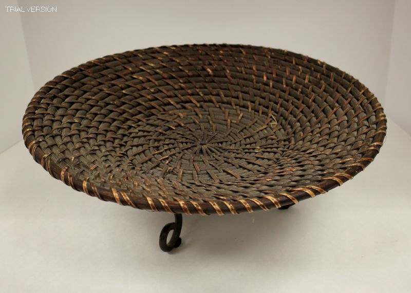 Woven Bowl On Metal Stand